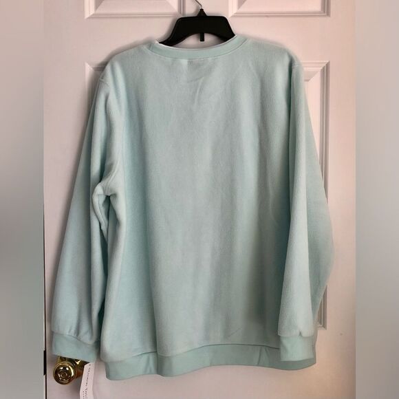 Madison Taylor Women's Sweatshirt Plus Size 2X Crew Neck Pullover Green (Aqua) - Picture 4 of 8
